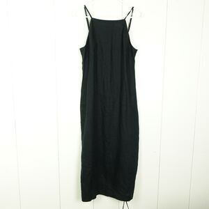 Madewell Goldie Midi Dress Size 8 Black Linen Sleeveless Lightweight Squareneck
